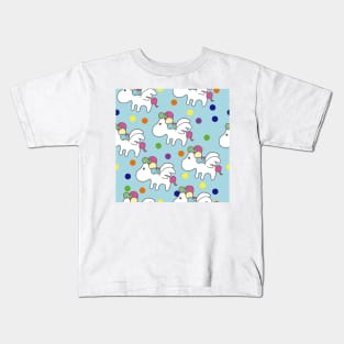 Colored Baby Unicorn Pattern Seamless Kids T-Shirt